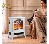 HOMCOM Freestanding Electric Fireplace, Electric Log Burner w/ LED Flame Effect, Overheating Safety System, 1000W/2000W, White