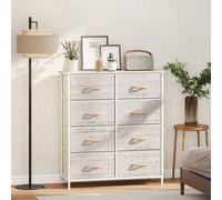 (White) HOMCOM Fabric Chest of Drawers, 8 Drawer Dresser for Bedroom