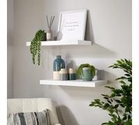 Pair of 60cm Floating Storage Shelf Wall Mounted Wooden Book Shelves Home Source White One Size