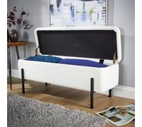 Home Source Plush White Boucle Storage Ottoman
