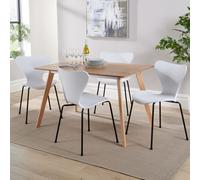 Home Source Rayna Dining Table And 4 White Penny Chairs