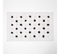 100% Cotton Bath Mat Tufted Polka Dot Design Homescapes White One Size