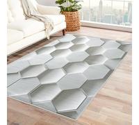 White Honeycomb Rugs Living Room Large 200x290, Modern Geometric Hexagon Area Rugs for Bedroom Accessories, Non Slip Soft Low Pile Washable Carpet, Home Decor Pzw1
