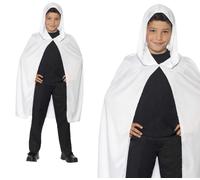 White Hooded Ghosts Cape Childrens Halloween Fancy Dress Ghost Accessory