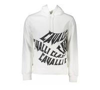 White Hooded Logo Print Cotton Jumper - male - Cavalli Class - Hoodies - White - L - Sweatshirts & Hoodies L