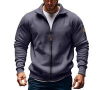 White Hoodie Men Mens Fleece Jackets Full Zip Long Sleeve Solid Color Military Tactical Cargo Sweatshirts Stand Collar Stretchy Sportwears Windbeaker Coat with no Hood