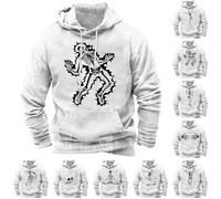 White Hoodies Men Halloween Jumper Men Skeleton Print Sweatshirt Long Sleeve Pullover Lightning Strike Sweatshirts With Kangaroo Pocket Hoodie Casual Hoody Halloween Outfits Fancy Costume