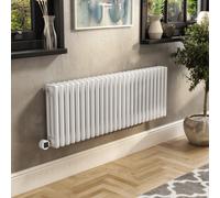 White Horizontal Column Smart Electric Radiator with Wi-Fi Thermostat - 1200W - H400xW1190mm - Bathroom Safe