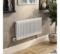 White Electric Horizontal Column Radiator 1.2kW with Wifi Thermostat - H400xW830mm - IPX4 Bathroom Safe