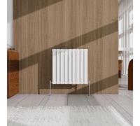 White Horizontal Designer Radiator - 600×612mm Single Panel Flat - Modern Central Heating Bathroom Radiator