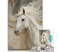White Horse 1000 Piece Jigsaw Puzzle for Adults And Teenagers,for Educational Game Challenge Toy Unique Home Decor And Gifts 50x75cm