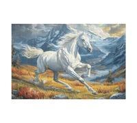 White Horse 1000 Piece Jigsaw Puzzle for Adults Magical Cosmic Creatures Garage Wall Art Man Cave Decor No Duplicate Pieces for Men 1000 PCS