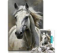 White Horse 1000 Pieces Jigsaw Puzzle For Adults Teens,Challenging Game Toys Every Piece Is Unique - Challenging Family Fun Game 38x26cm
