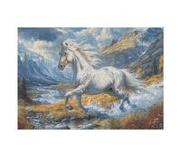 White Horse 300 Piece Jigsaw Puzzle for Adults Magical Cosmic Creatures Jigsaw Post Work Relaxation Tool Challenging Fun for Friends Family Home Decor 300 PCS