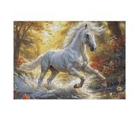 White Horse 300 Piece Jigsaw Puzzle for Adults Magical Cosmic Creatures Jigsaw Post Work Relaxation Tool Challenging Fun for Friends Family Home Decor 300 PCS