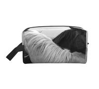 White Horse and Black Horse PrintedMakeup Trave Bag for Women,Cosmetic Large Capacity Organizer