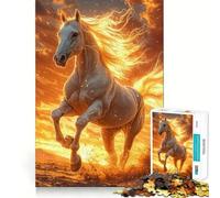 White Horse at Sunset 1000 Piece Jigsaw Puzzles Mind Challenge Toy High Precision Die Cut Amusing Challenge for Waiting Time (50x75cm)