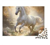 White Horse Galloping 1000 Piece White Horse Fantasy Art Jigsaw Puzzle For Adults Thick Card Board Decompression Educational Game Great Gift Idea