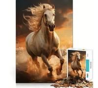 White Horse Galloping Adult Jigsaw Puzzles1000 Pieces Brain Game Gift High Precision Die Cut Relaxing Indoor Group Activity (50x75cm)