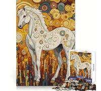 White Horse Gustav Style Jigsaw Puzzles 1000 Piece for Teenagers Memory Power Mind Soothing Fun Seamless Fit Perfect Xmas (38x52cm)