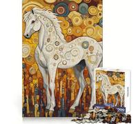 White Horse Gustav Style Jigsaw Puzzles for Adults 1000 Piece Mental Exercise Mindful Leisure Snug Lock (38x26cm)
