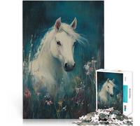 White Horse in MeadowJigsaw Puzzles for teenagers 2000 Piece Challenging Difficult is ideal as a gift for the whole family 70x100cm