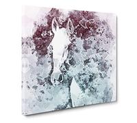 White Horse in the Clouds Canvas Print | Gallery Wrapped 30mm Frame Wall Art | 20x20 inches | Ready to Hang | Abstract Animals Picture | Living Room Bedroom Lounge Office