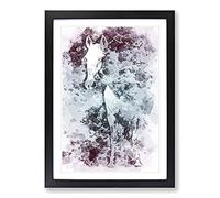 White Horse in The Clouds in Abstract Framed Print | A2 Black Framed Wall Art | Ready to Hang | Abstract Animal Picture | Living Room Bedroom Lounge Office