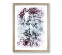White Horse in The Clouds in Abstract Framed Print | A2 Oak Framed Wall Art | Ready to Hang | Abstract Animal Picture | Living Room Bedroom Lounge Office
