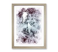 White Horse In The Clouds In Abstract Modern Framed Print | A2 Oak Framed Wall Art | Ready to Hang | Abstract Animal Picture | Living Room Bedroom Lounge Office