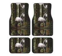 White Horse in The Jungle Pattern car mats, 4-Piece Set | Waterproof, Stain-Resistant and wear-Resistant | Universal for Cars/SUVs/Trucks