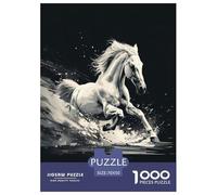 White Horse Jigsaw Puzzles for Adults Kids Animal Puzzles 1000 Piece Brain Challenge Home Decoration Gifts 70x50cm/1000pcs
