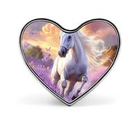 White Horse Lavender Flowers Brooch Pins Heart Badge Collar Lapel Pins Dress Backpack Accessories