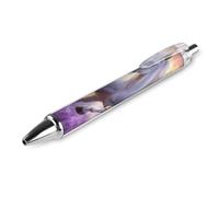 White Horse Lavender Flowers Retractable Ballpoint Pen Black Ink Ball Point Pen Work Pens 4 PCS