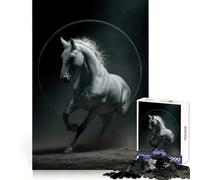 White Horse Leaping Through Circle 1000 Piece Jigsaw Puzzles for Adults Jigsaw Boost Memory Peaceful Recreation Quality Cut Memorable Gift (38x52cm)