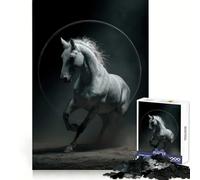 White Horse Leaping Through Circle 1000 Pieces Jigsaw Puzzles for Teenagers Clear Thinking Gentle Engagement Firm Interlock Nice Gift (50x75cm)