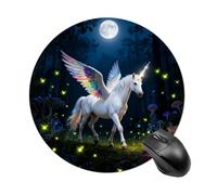 White Horse Mouse Pad Round Laptop Mouse Mat Cute Computer Mousepad Keyboard Pad Non-Slip Desk Pads for Gaming Office Work Home