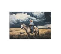 White Horse Nature Western Man Posters Room Decor Aesthetic Canvas Wall Art for Living Room Bedroom Prints Paintings Pictures Wall Decor 12x18inch(30x45cm)