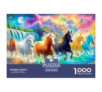 White Horse near Glowing Castles in A Magical Scene 1000 Piece Jigsaw Puzzle Horse Classic Jigsaw Puzzles for Kids & Adults 70x50cm/1000pcs