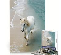 White Horse on The Beach 1000 Piece Jigsaw Puzzles for Teenagers Logical Skill Leisurely Pursuit Precise Join Fine Xmas Gift (38x26cm)