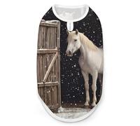 White Horse Peeking Out at The Snowy Dog Clothes Printed Pet Shirts Summer Vest T-Shirt Sweatshirt for Small Dogs Cats S