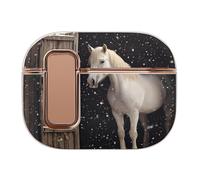 White Horse Peeking Out at The Snowy Headphone Case Compatible with Airpod Pro 2 Protective Cover Cute Hard Case