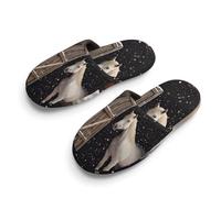 White Horse Peeking Out at The Snowy Unisex Slippers Warm House Shoes Indoor Slipper Boys And Girls