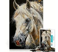 White Horse Portrait Jigsaw Puzzles1000 Pieces Recall Skill Fun Professional Grade Cutting Thoughtful Gift for Mind Activity (38x26cm)