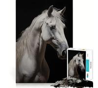 White Horse Portrait Jigsaw Puzzles1000 Pieces Recall Skill Fun Professional Grade Cutting Thoughtful Gift for Mind Activity (50x75cm)