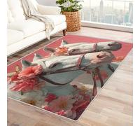 White Horse Rugs for Living Room Bedroom, Modern Abstract Animals Area Rugs Large 120x170 cm, Washable Non Slip Pattern Carpet Home Decor C28