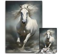 White Horse Running 1000 Piece Puzzle Jigsaw Puzzles for Adults DIY Decoration Brain Challenge for Adult Family 1000 PCS(38x26cm)