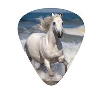 White Horse Running On The Sea 12 Pack Guitar Plectrums With Storage Case, 0.46/0.71/0.96mm, Including Thin, Medium Thick Guitar Plectrums For Electric Guitars Bass Ukulele