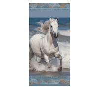 White Horse Running on The Sea Beach Towels Extra Large, Quick Dry Absorbent Multipurpose, Oversized Beach Towel, Sand Free Foldable Lightweight, Travel Towel, For Beach Pool Camping Travel Vacation,