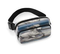 White Horse Running on The Sea Fanny Pack Belt Bag with Adjustable Strap Fashion Waist Bag for Outdoor Sports Hiking, white, 20x13cm, Full Printed Waist Bag